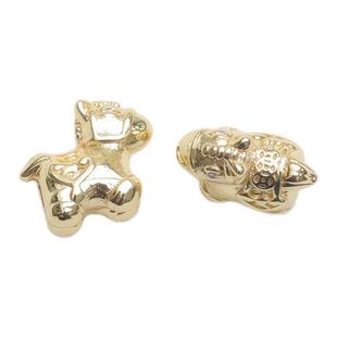 18K包金保色马年生肖隔珠小马通孔珠手串散珠diy手链串珠饰品配件