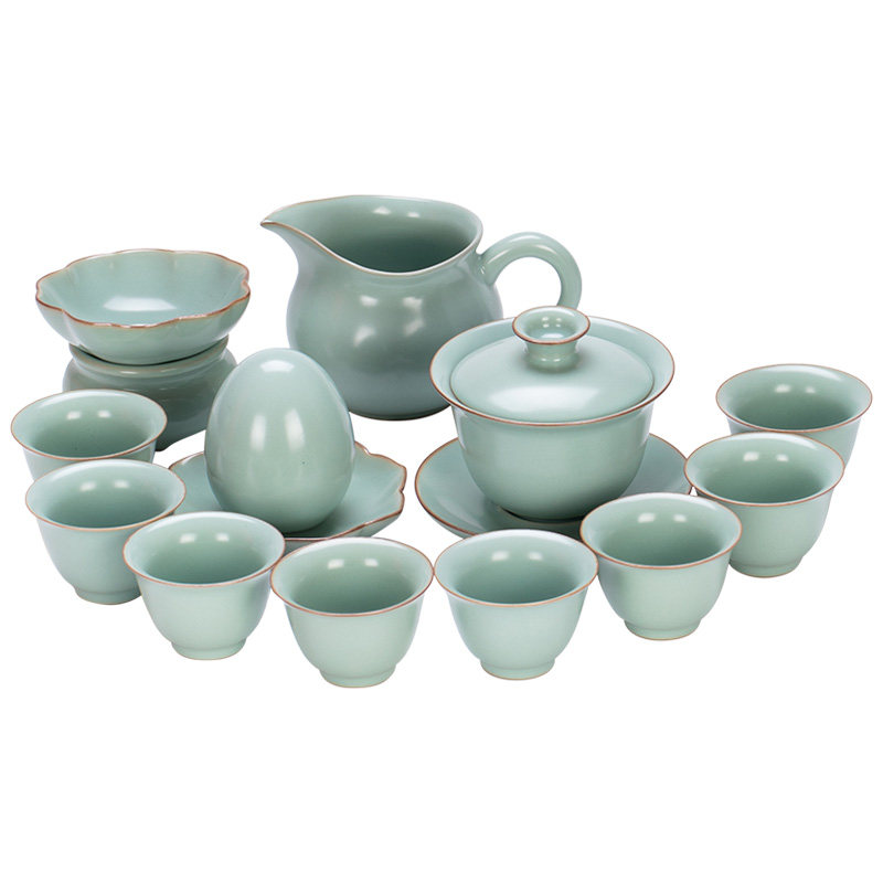 陶瓷汝窑开片三才碗复古功夫茶具