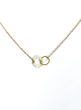 超美手作双环珍珠项链