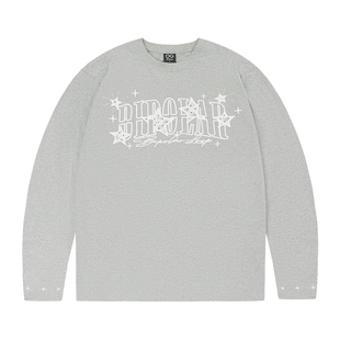 BIPOLAR星星蕾丝贴布长袖国潮圆领上衣T恤男女设计感宽松情侣TEE