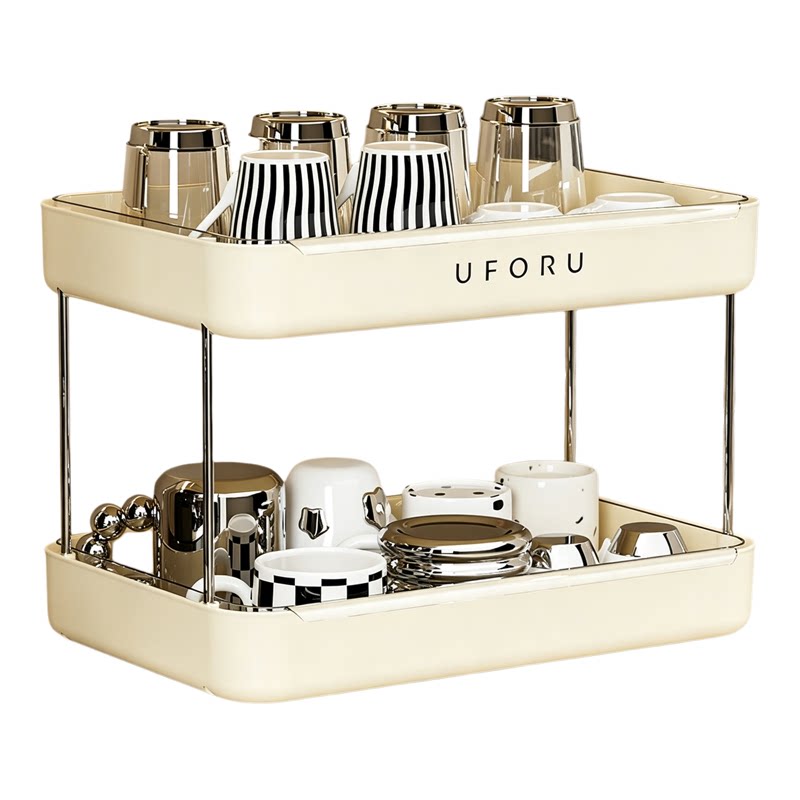 杯子置物架桌面水杯收纳架餐桌茶杯托盘家用双层沥水杯架杯具架子