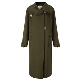 DTLANDO冬装女装复古风翻领简约大气长袖品质绵羊毛大衣外套