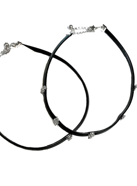 小众甜酷十字架pu皮项链女choker