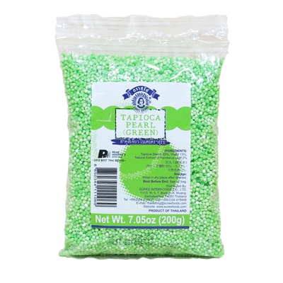 泰国SUREE素丽香叶班兰小西米粒芡丸绿西米tapioca pearl甜品200g