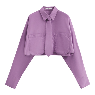 sly美式俏皮学院风戴领带衬衫