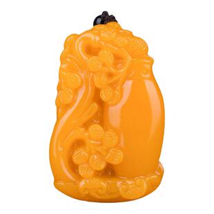 黄龙玉花瓶吊坠和田玉黄玉平平安安花瓶玉牌男女款挂件玉石项链坠