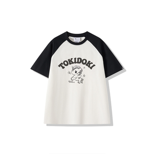 tokidoki潮牌2025夏季新款撞色插肩短袖T恤男女同款宽松情侣上衣