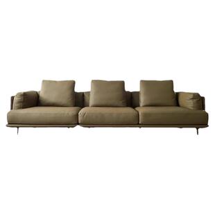 龙江沙发家具厂家意式极简编织真皮沙发客厅直排轻奢头层牛皮沙发