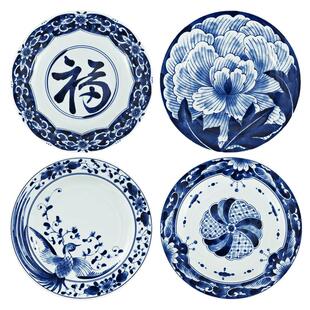 蓝凛堂9.5英寸圆盘深盘新款 日本进口家用陶瓷菜盘子日式青花汤盘