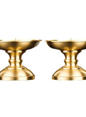 黄铜酥油灯底座长明灯复古家用供佛两用蜡烛台酥油供灯佛灯底座