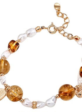 玄学招财纳福手链女小众天然黄塔晶花琥珀手串复古高级感气质手饰