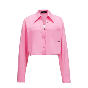 FF仿佛夏季新款粉色衬衫女宽松上衣显瘦气质长袖时尚