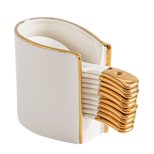 勺笼勺架家用创意陶瓷小汤勺桌面收纳盒吃饭小调羹汤匙收纳勺筒架