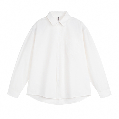 HomePanda白色纯棉翻领衬衫男