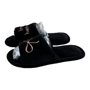 细细条 少女心一字棉鞋秋冬季百搭室内穿休闲软底字母棉拖鞋女ins