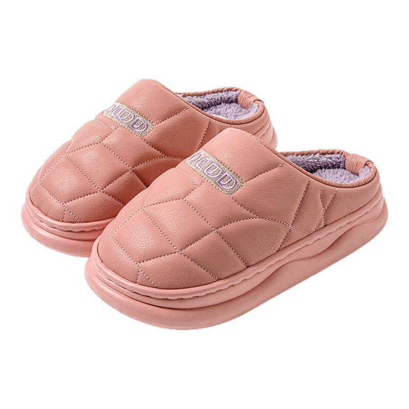洁丽雅女冬加绒防水防滑棉拖鞋