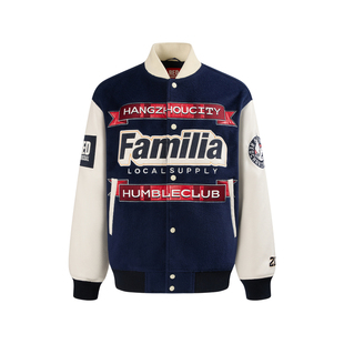 REDCHARCOAL红炭棒球服夹克外套男冬季重工刺绣美式潮牌加厚棉服