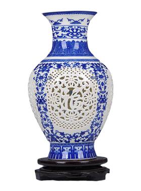 景德镇时尚风镂空工艺品陶瓷花瓶