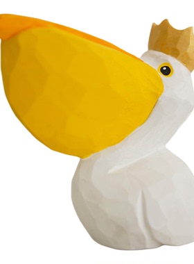 木刻自习室雕刻木雕治愈鹈鹕摆件