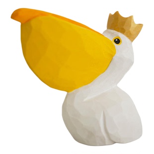 木刻自习室醍醐灌顶装饰摆件治愈系鹈鹕手工情侣礼物雕刻动物车饰