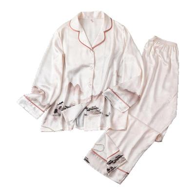 桑蚕丝睡衣春秋冬女款真丝高级感长袖长裤家居服套装两件套可外穿
