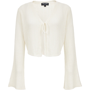 Vero Moda针织衫2026春夏含莱赛尔针织亚麻开衫镂空织花325313003