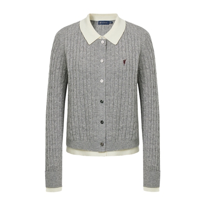 【100%绵羊毛】POLOWALK羊毛衫女式秋冬新款条纹百搭质感薄款开衫