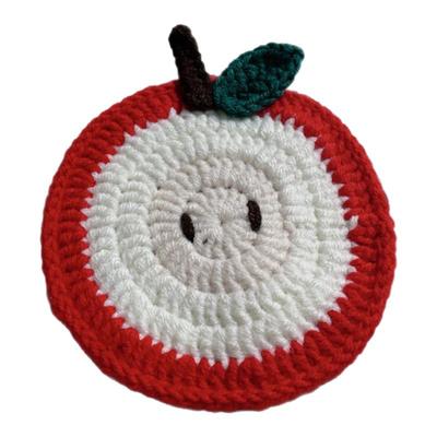 手工编织红苹果防烫杯垫