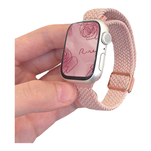 适用applewatchS10尼龙磁吸扣9表带iwatch8/7/6创意小蛮腰弹力编织金属回环表带苹果手表S11运动表带夏女小众