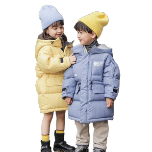 韦氏新品儿童加厚羽绒服休闲宽松中长款白鸭绒羽绒服