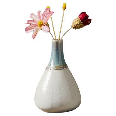 喜莱卡景德镇陶瓷小花瓶ins风卧室植物客厅摆件仿真花手工装饰品