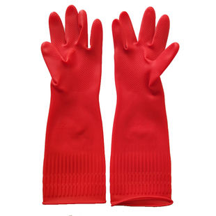 大田38公分红色乳胶手套加长洗碗防水耐用防静电劳保家务手套
