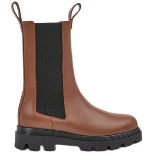 Flattered Lia女士牛皮厚底切尔西靴弹力烟筒瘦瘦靴美拉德短靴子