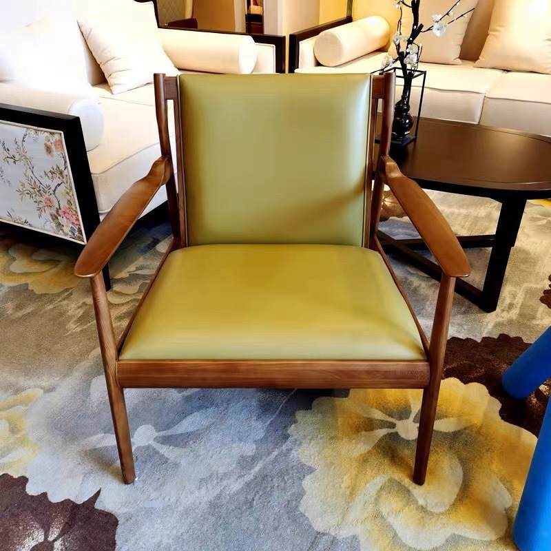 北欧实木单人沙发椅客厅家具白蜡全休息木厂家休闲椅实木酒店椅子