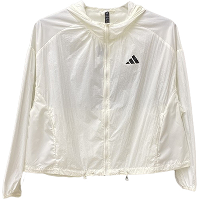 Adidas/阿迪达斯正品夏季女士拉链梭织连帽运动防晒外套KC6012