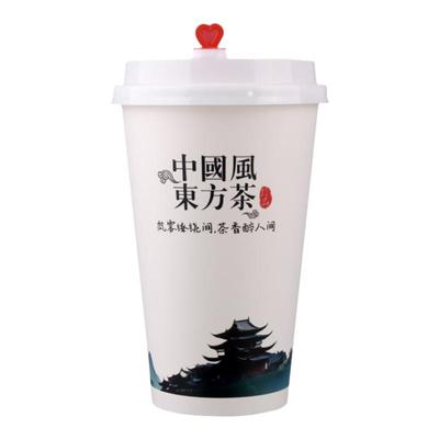 中国风双淋膜500ml700ml奶茶杯一次性加厚纸杯专用咖啡杯商用杯子