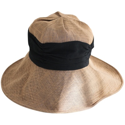 印计谷羽女春夏竹节麻遮阳帽