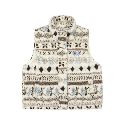 复古费尔岛羊羔毛马甲女