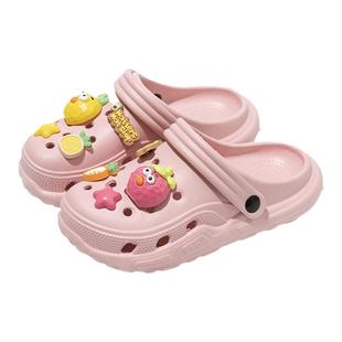 可爱DIY儿童洞洞鞋女童夏季外穿踩屎感2026新款两穿包头亲子拖鞋
