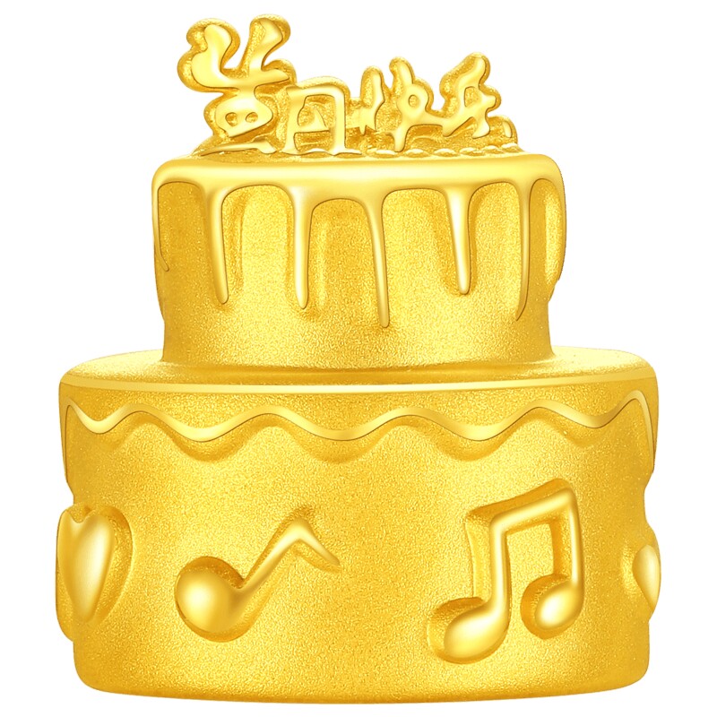 潮宏基生日蛋糕小熊花束黄金摆件足金硬金生日纪念礼物送闺蜜