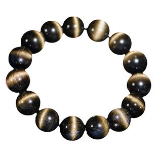 普琳丝天然水晶7A+墨西哥猫眼金曜石手链黑金耀石手串女男礼物