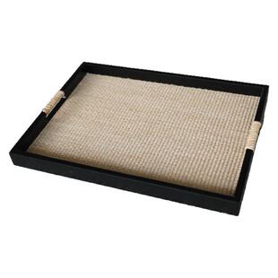 赫本家法式复古实木编织托盘客厅茶几装饰摆件收纳盘香薰收纳托盘