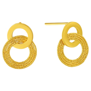 潮宏基浮光掠影黄金耳环足金耳钉耳饰5G结婚三金婚嫁高奢礼物 卟