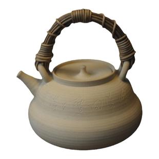潮人茶事 信堂手工刻字提梁白泥烧水壶煮茶壶家用明火陶壶煮茶器