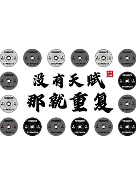 健身房杠铃片墙面装饰2026年网红打卡工业风哑铃贴纸挂画氛围布置