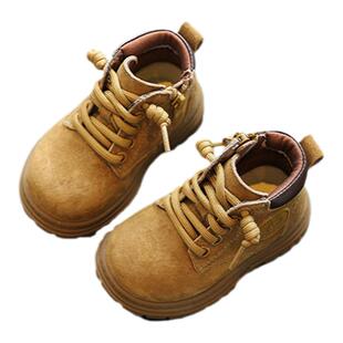 儿童马丁靴冬季新款童鞋女童宝宝靴子小黄靴男童鞋子加绒棉靴短靴