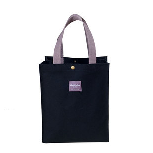 黑加厚防水帆布袋学生饭盒袋带饭包纯色男女上班手提文件袋大容量