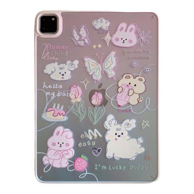 超创意适用无盖ipad11a16保护壳10代亚克力air45全包mini67磁吸笔槽10.2寸小狗兔子pro11/12.9硬壳9.7平板套