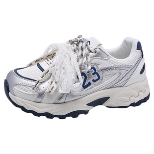 可爱的你厚底老爹鞋子女2026新款爆款春季小白鞋配阔腿裤的运动鞋