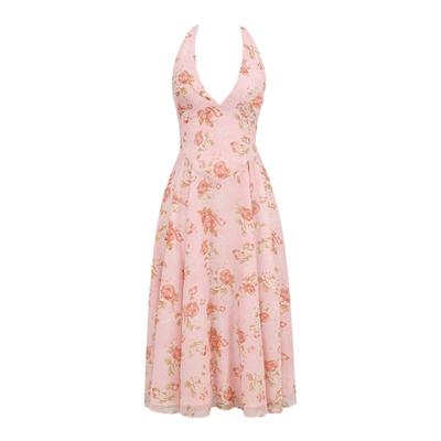 HouseofCB英伦印花挂脖连衣裙